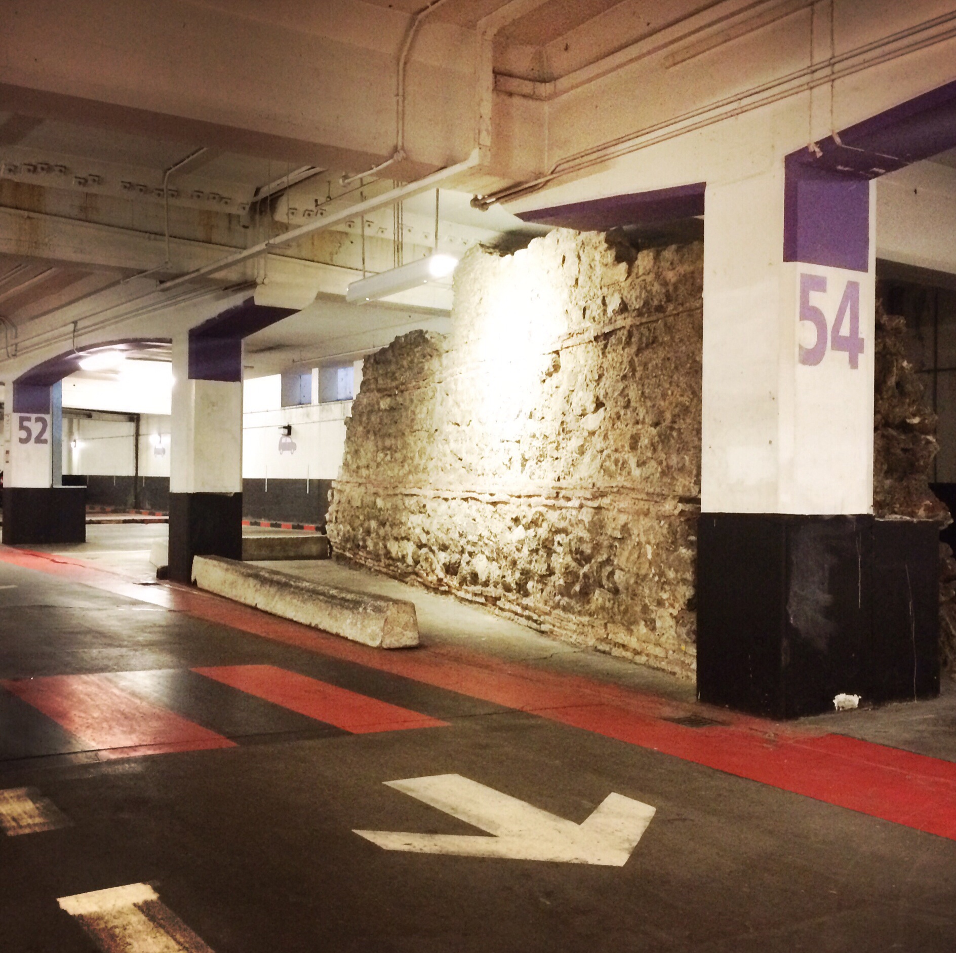 London Wall. Roman, 200AD. Hidden in an underground carpark.