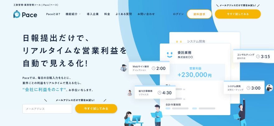 Pacesの製品サイトのスクリーンショット