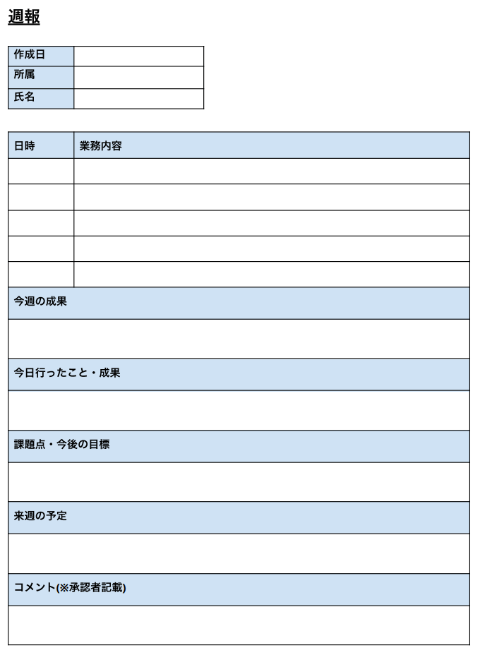 【無料】週報のテンプレートのスクリーンショット