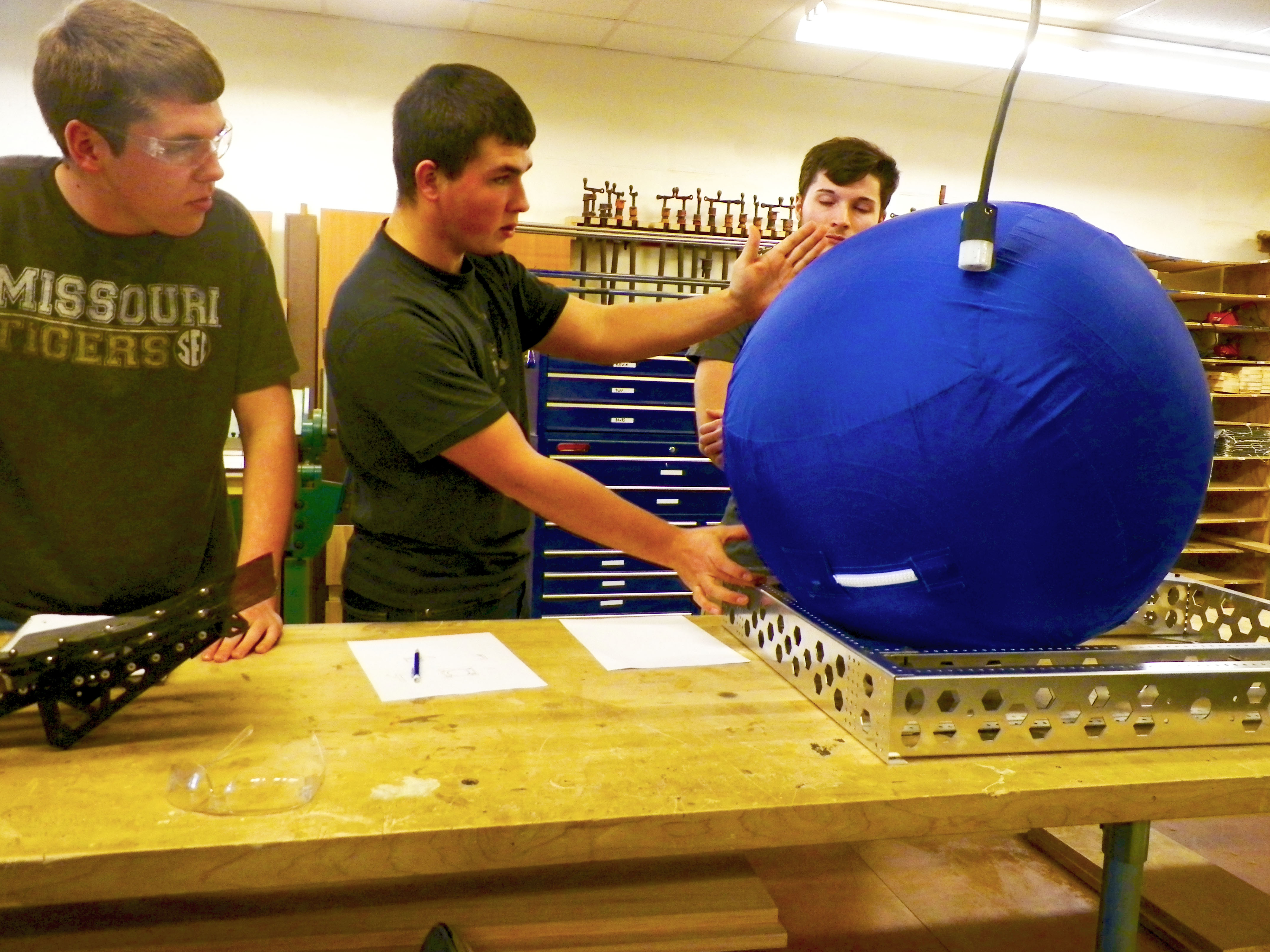 The robot team is putting their minds together for this year's competition.