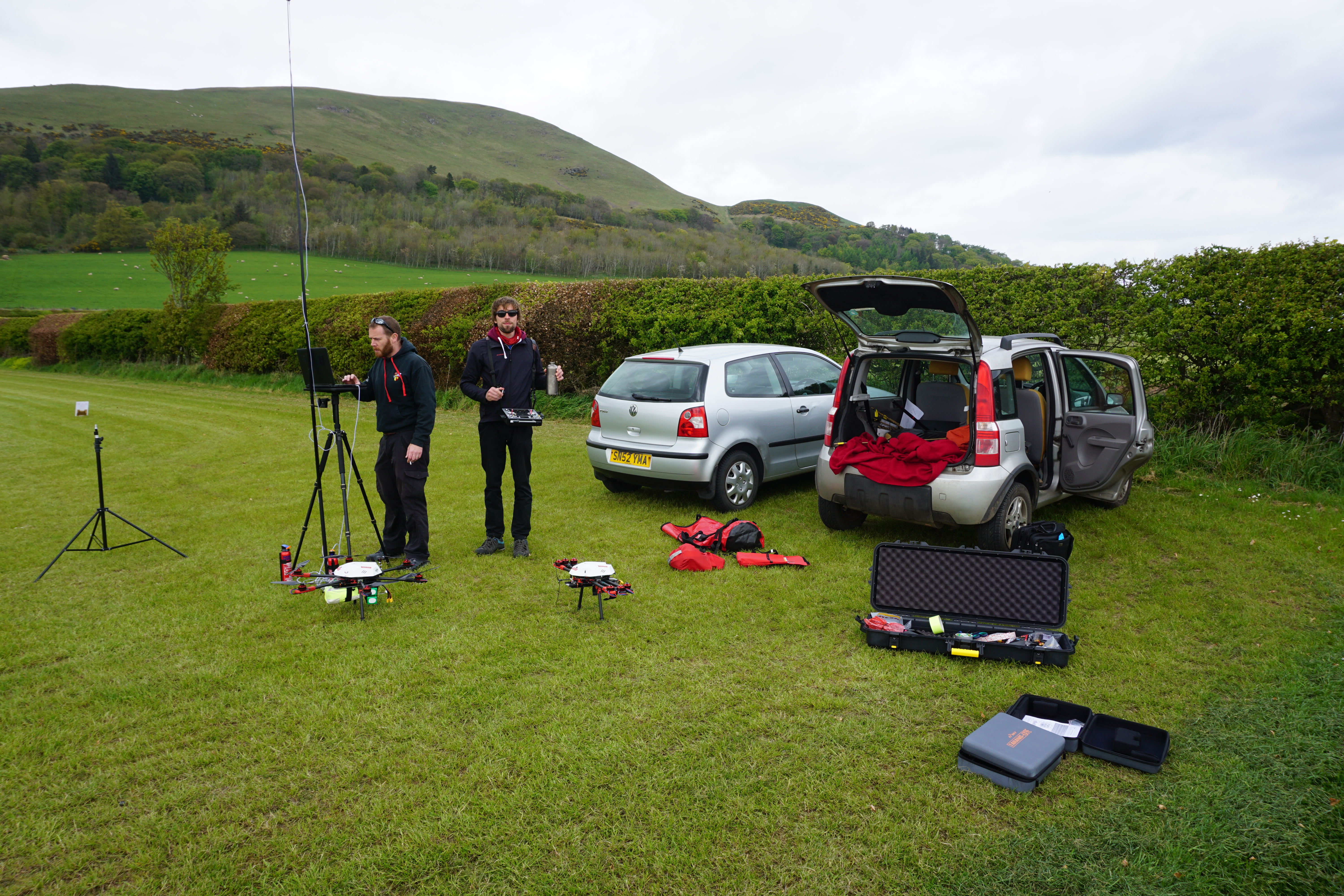 The ground control station set up... cars are such a luxury, we will have to carry all in the Arctic.
