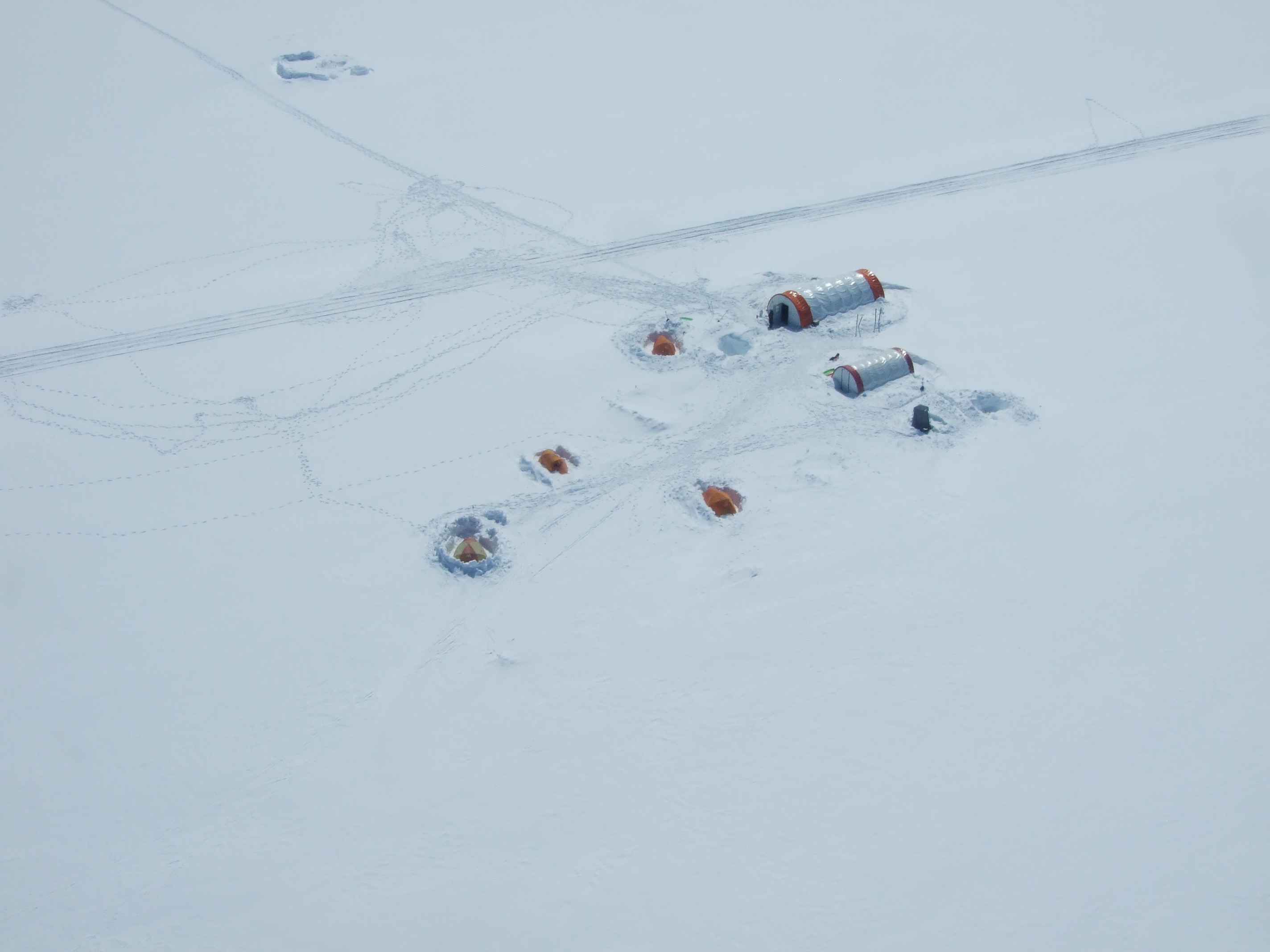 Ice Fields Discovery Camp from the air.