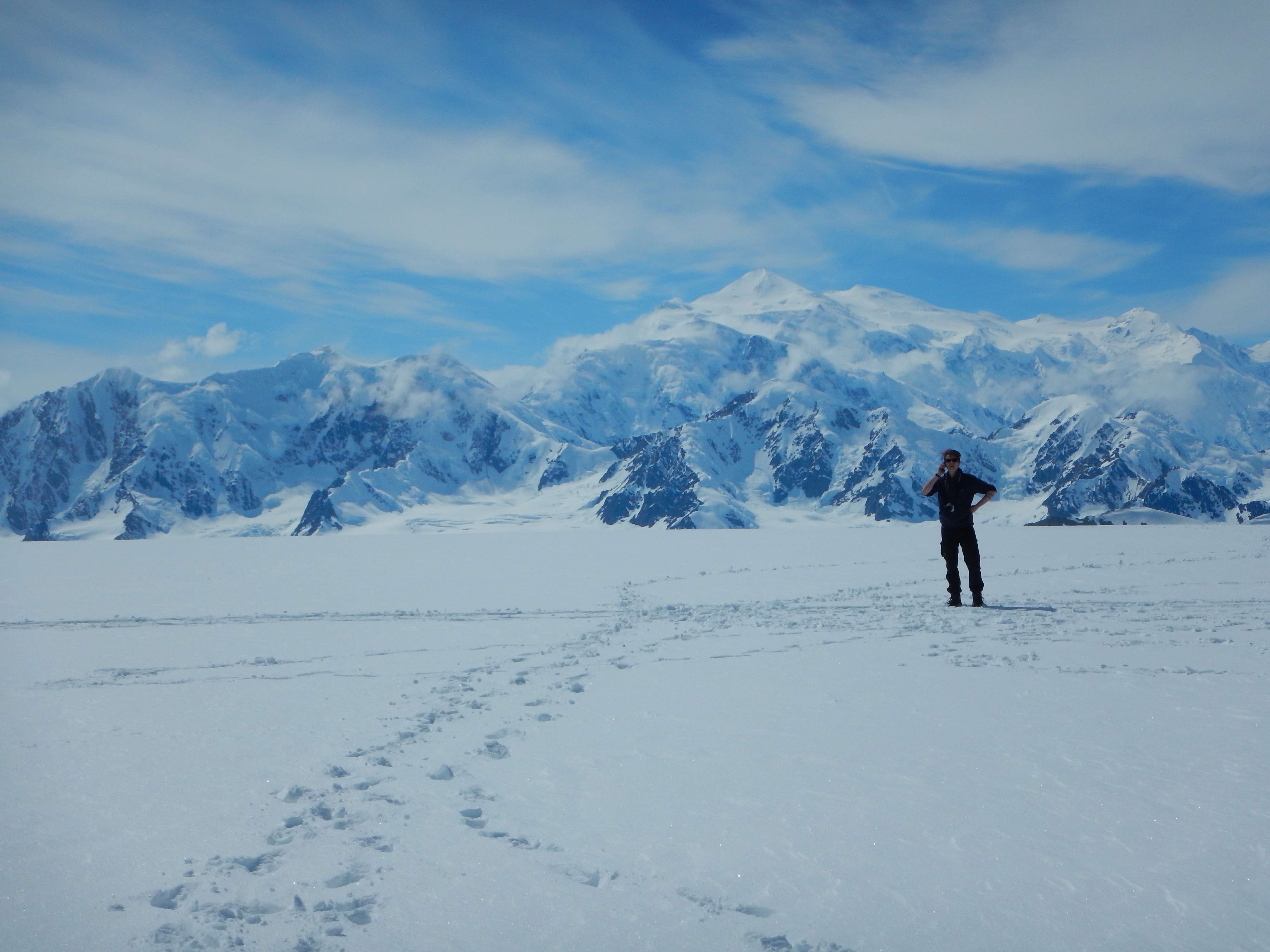 Santo on his mobile phone - not really, we didn't have our sat phones with us.