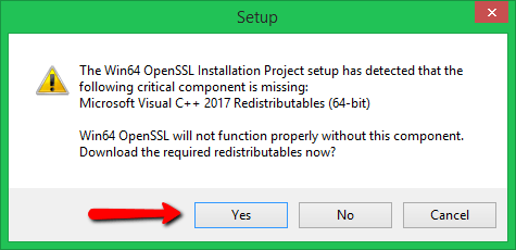 OpenSSL requires Microsoft Visual C++ 2017