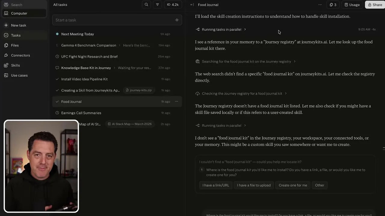 Interactive log rendering code for the custom food log markdown file