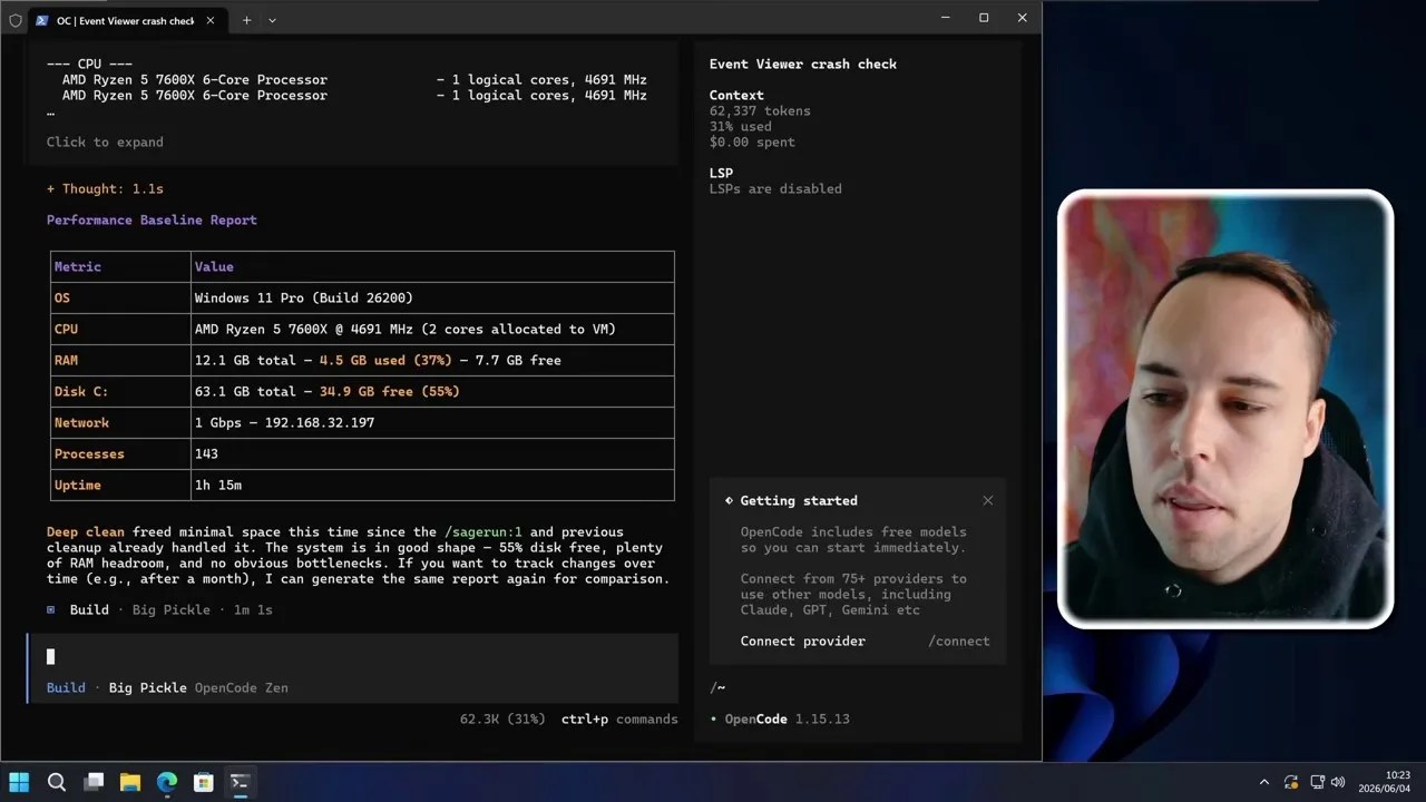 Performance metric evaluation report outputted in the command-line interface