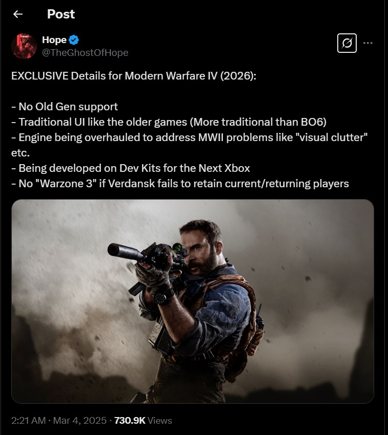 Call Of Duty Modern Warfare 4 Coming In 2026 To Drop Last Gen Support Cod Last Gen 