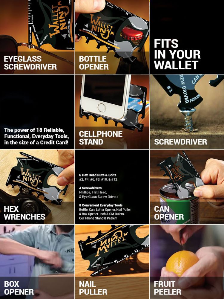 Wallet Ninja Credit Card Size MultiTool with Style TechAcute