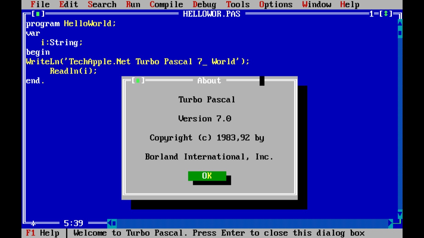 Turbo Pascal 7 for Windows 7 /8.1 & Windows 10 [32bit-64bit