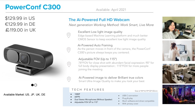Webカメラ ANKER Smart Full HD Webcam Amazon.com: AnkerWork C310 Webcam, 4K Webcam, 12 Megapixel