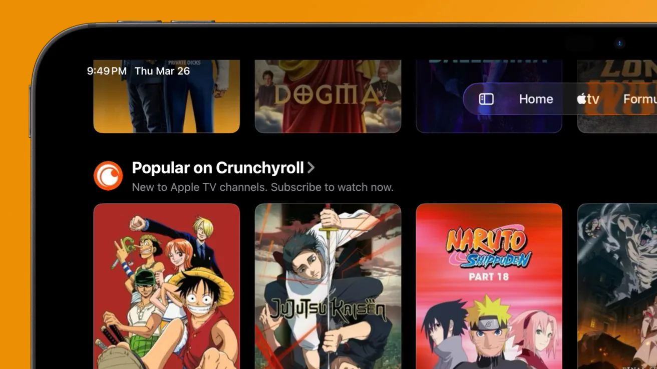 Anime streaming service Crunchyroll is now available in Apple TV channels