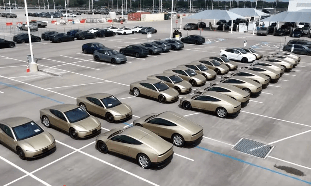 Tesla parked 50+ Cybercabs outside its Texas Factory with some crash tested