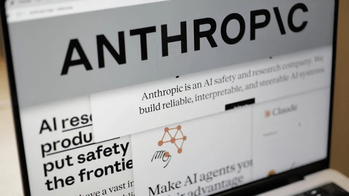 Pages from the Anthropic website and the company’s logo are displayed on a computer screen in New York on Thursday, Feb. 26, 2026.