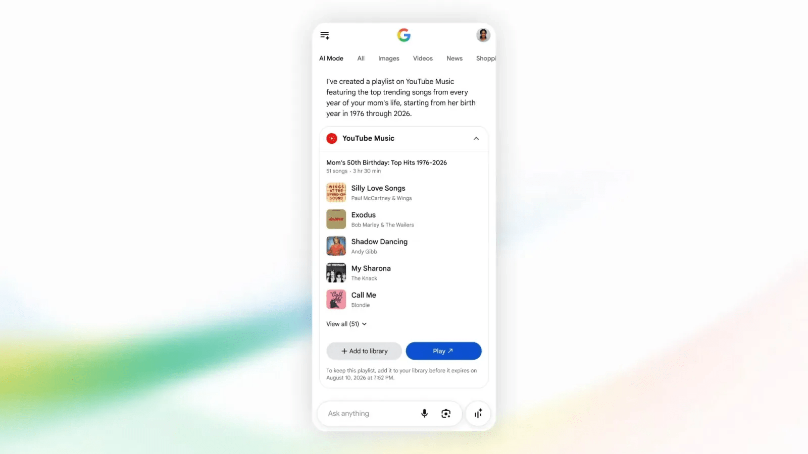 Google AI Mode adds more Connected Apps, including YouTube Music
