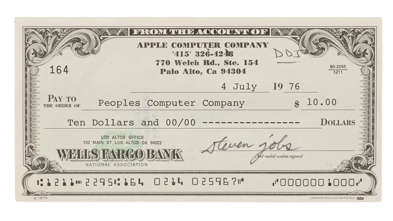 Steve Jobs’ Bicentennial check captures the birth of Apple and the PC revolution