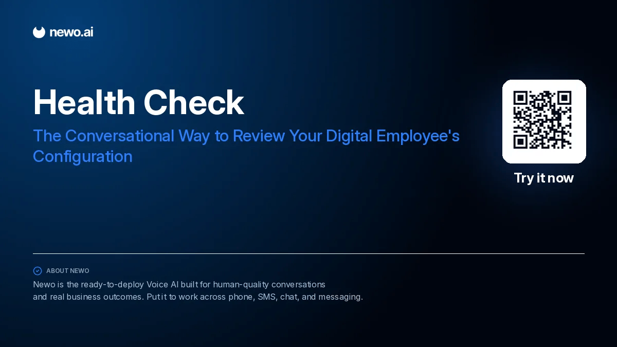 Newo Launches Health Check: The Conversational Way to Review Your Digital Employee’s Configuration