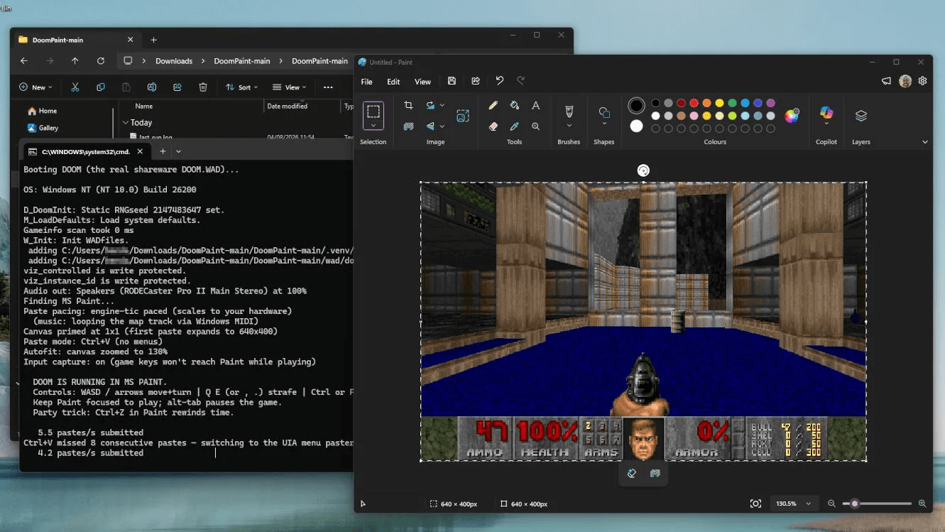 DOOM runs inside Paint on Windows, built by a Microsoft executive: “The spreadsheet-tier framerate is part of the charm.”