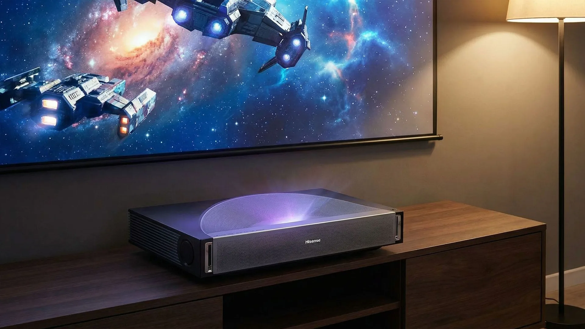 Hisense’s New Ultra-Short-Throw Projector Adds Devialet Audio And 200-Inch Gaming