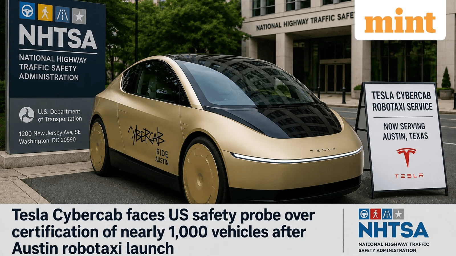 Tesla Cybercab under federal scrutiny as NHTSA questions certification of 1,000 driverless vehicles