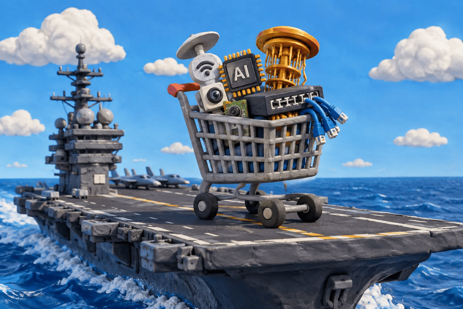 Even mid-sprint to a secret flight, the Navy’s tech chief has a pitch for investors