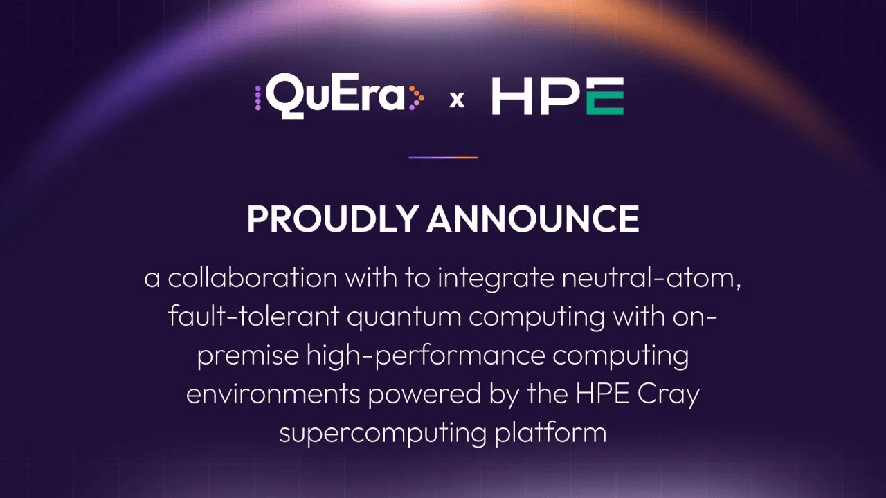 QuEra Computing and HPE Partner to Integrate Fault-Tolerant Neutral-Atom QPUs with On-Premises HPE Cray Supercomputers