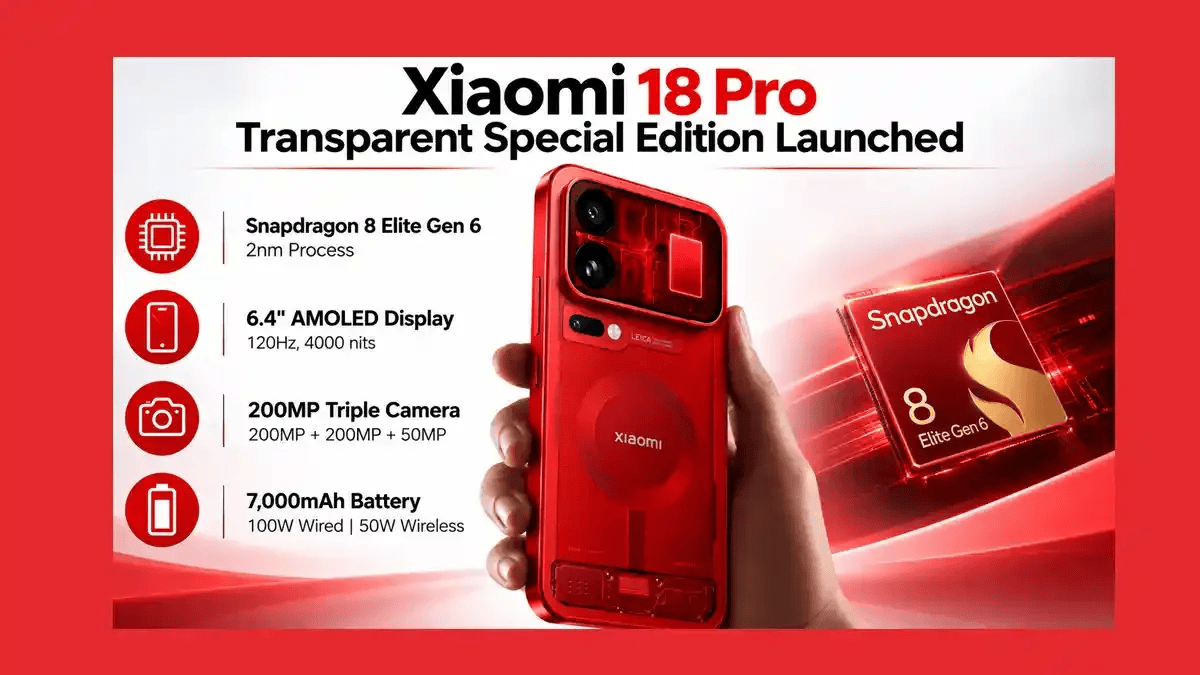 Xiaomi 18 Pro Transparent Special Edition Launched With Striking Red See-Through Design