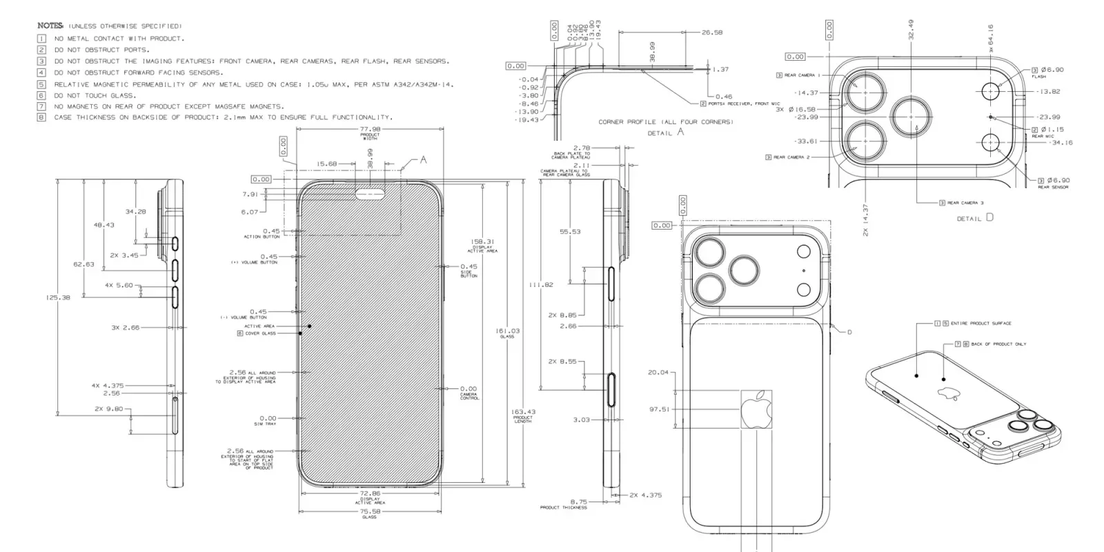 Apple’s dimensional drawings offer a fascinating look at its product designs