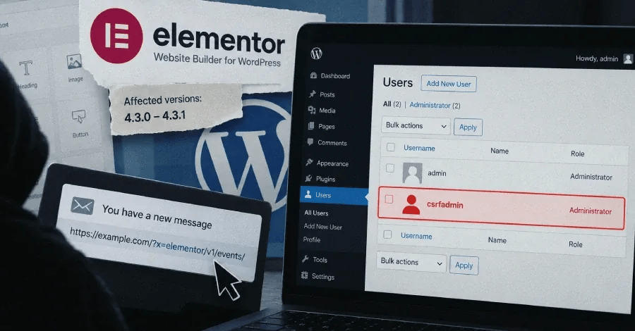 Elementor CSRF Flaw Lets Attackers Take Over Sites After Admin Clicks Crafted Link