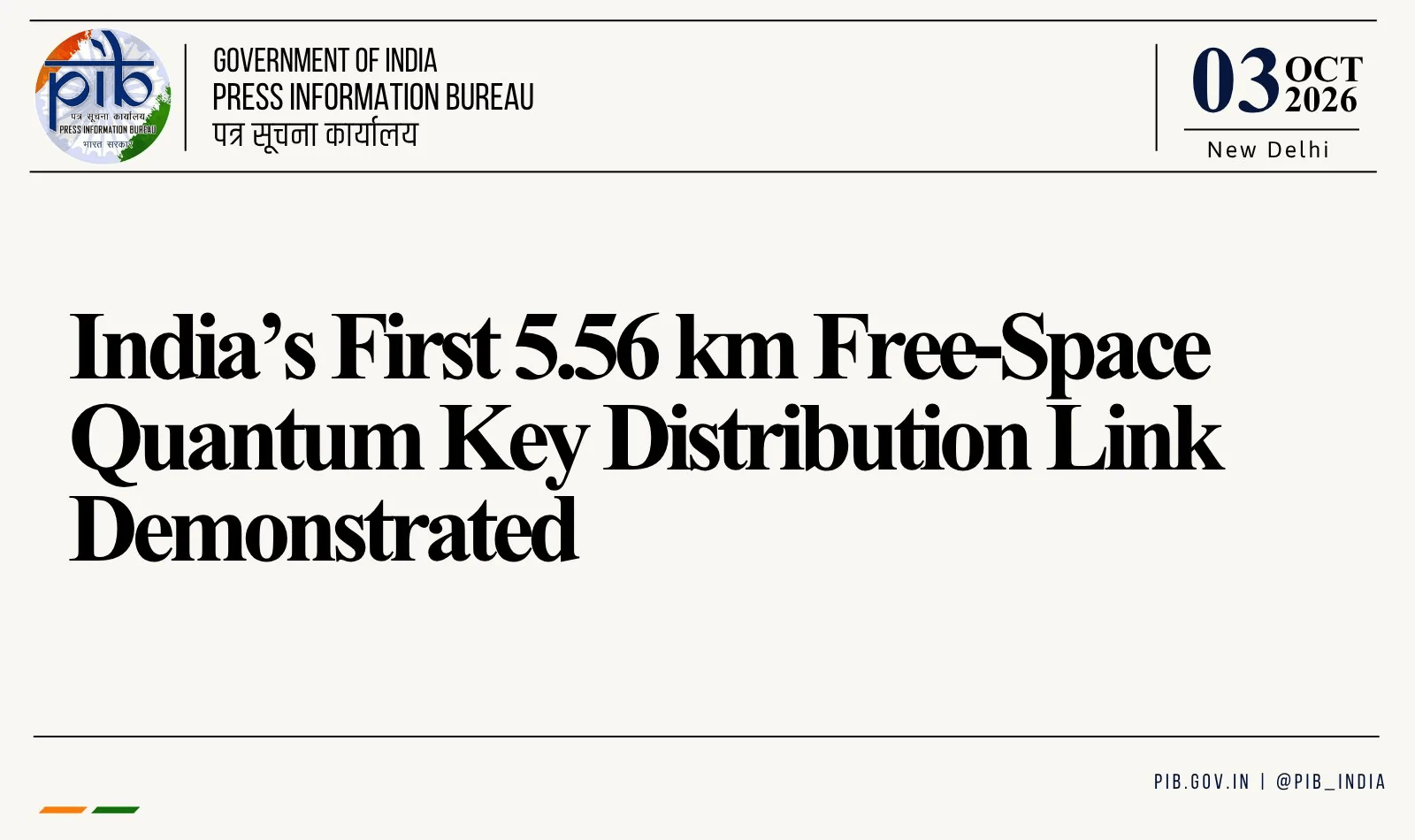QNu Labs, BISAG-N, and IIT Gandhinagar Demonstrate India’s First 5.56 km Free-Space QKD Link