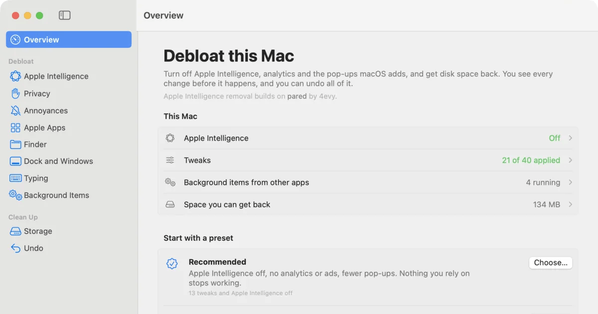 You can turn off & delete Apple Intelligence with an app now