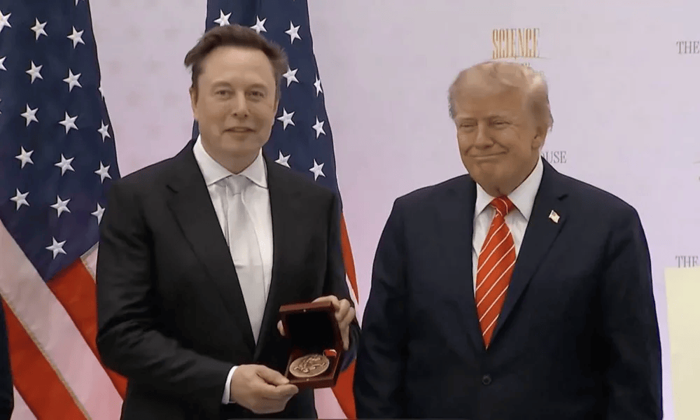 Trump presents Elon Musk with National Medal of Science, calls him “modern-day Thomas Edison”