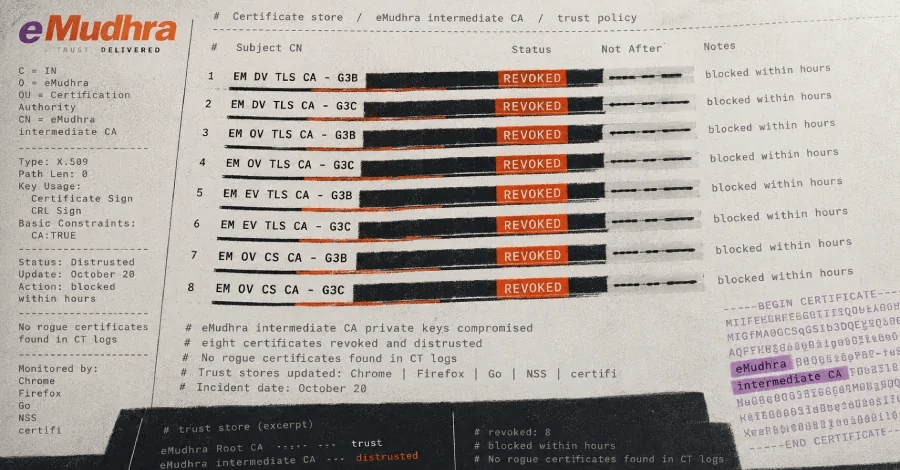 Eight eMudhra CA Keys Compromised, Triggering Emergency Fixes Across Browsers and Software