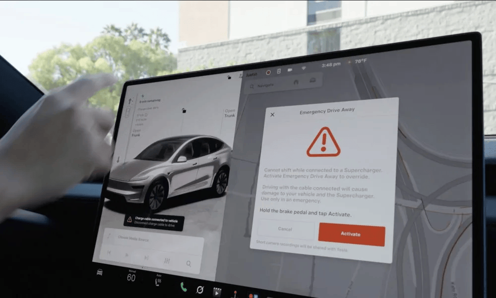 Tesla’s newest feature lets you floor it out of a Supercharger while plugged in