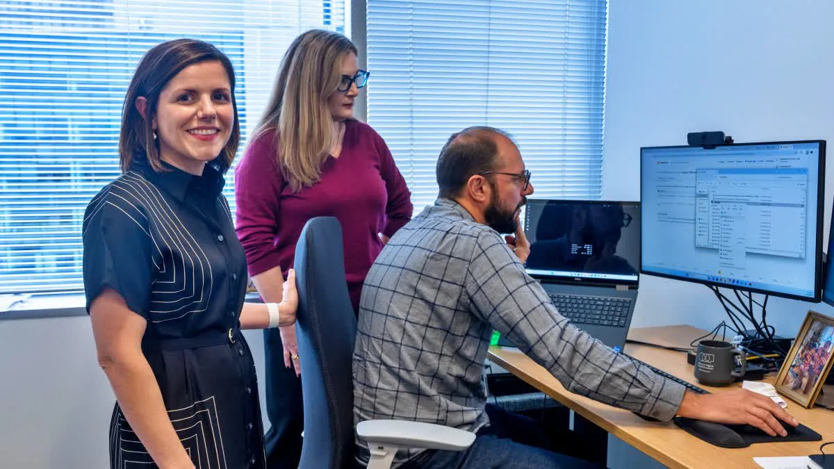 Smithsonian Institution’s Chief Digital and Innovation Officer Becky Kobberod, from left, and her team Sara Snyder, director of Digital Experience and Data Scientist Mike Trizna