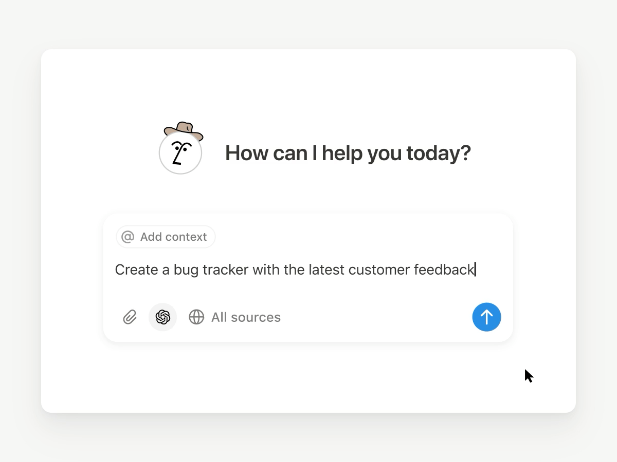 Notion AI 에이전트가 버그 트래킹 대시보드를 자동으로 생성하는 모습
