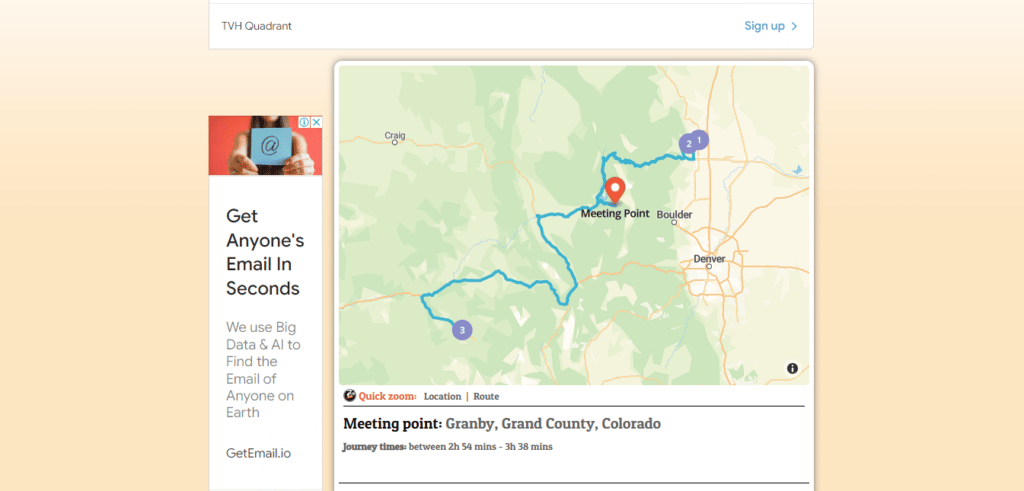 How to find halfway between two places on google maps