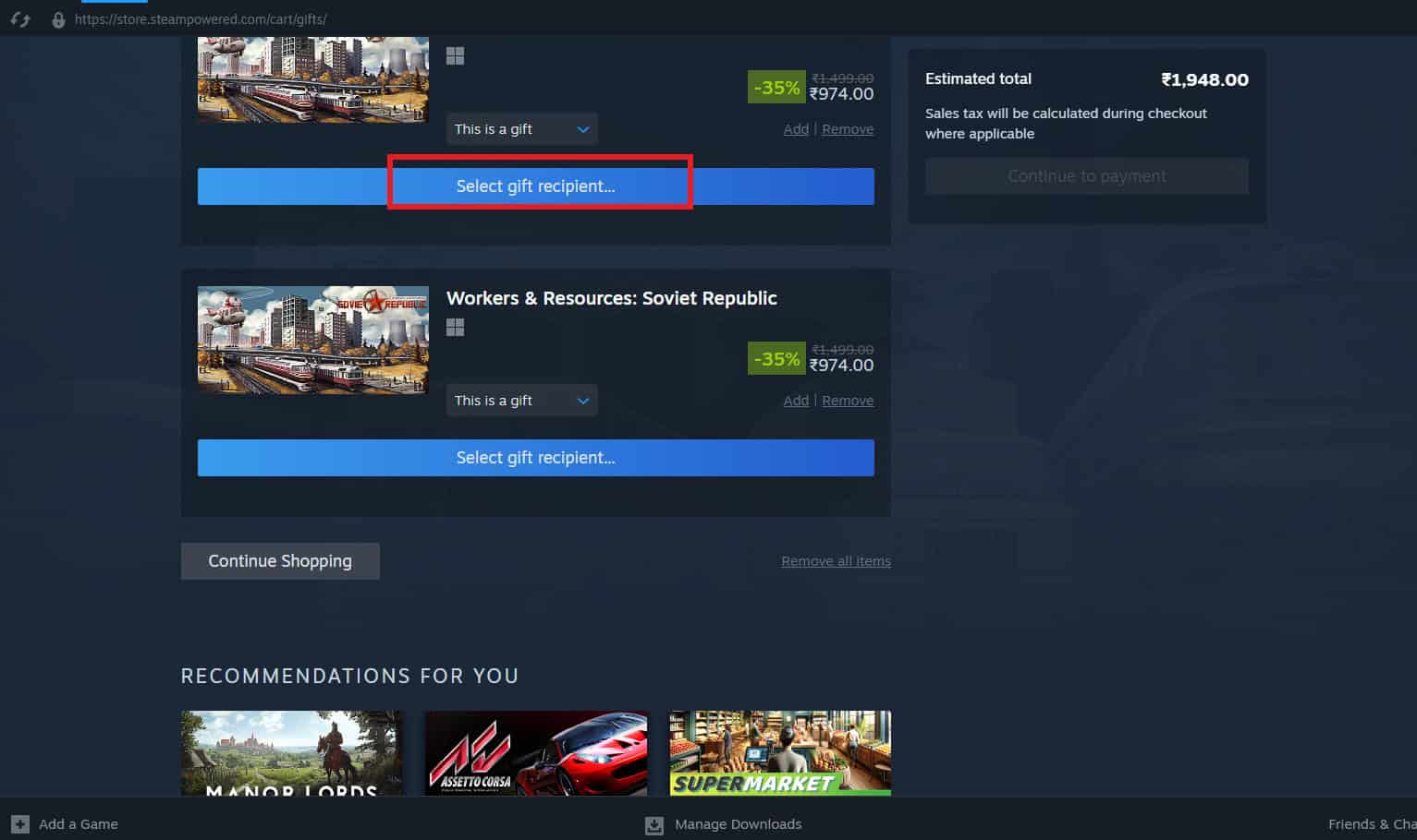 How To Gift Games On Steam TechCult Click On Select Gift Recipient 
