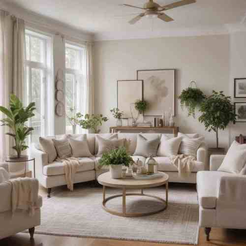 37 Modern Neutral Living Rooms That Feel Like a Breath of Fresh Air 6 Add Greenery