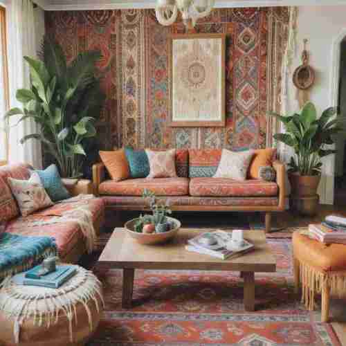 40 Dreamy Boho Living Room Ideas That Radiate Free-Spirited Charm 12 Bold Patterns