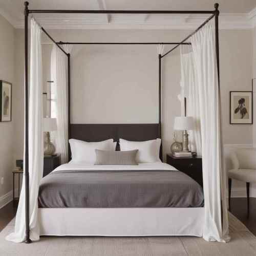 Four poster bed with Minimalistic Bedding