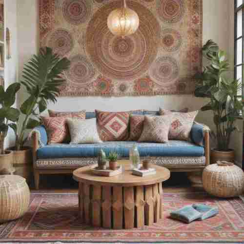 40 Dreamy Boho Living Room Ideas That Radiate Free-Spirited Charm 21 Global Patterns