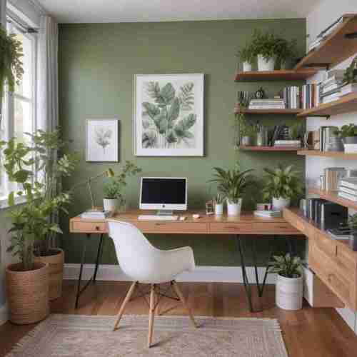 34 Stylish Home Office Decor Ideas to Spark Focus & Creativity 15 Greenery