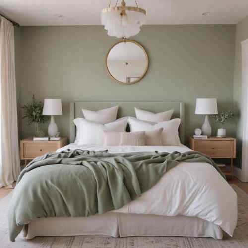 38 Dreamy Sage Green Bedroom Ideas for a Calm & Cozy Escape 9 Layered Neutrals