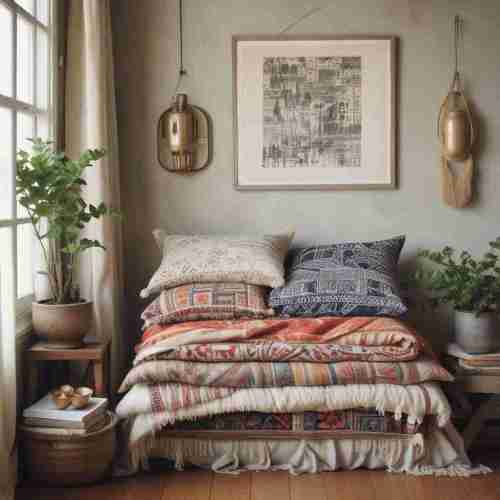 40 Retro-Chic Home Decor Ideas That Blend Vintage Charm with Modern Style 19 Layered Textiles 2