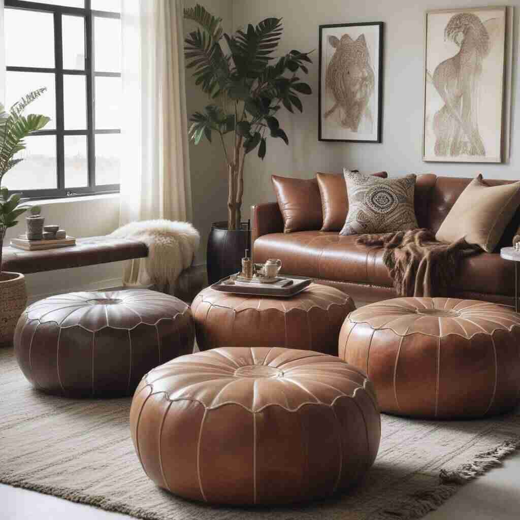Leather Poufs and Ottomans 1