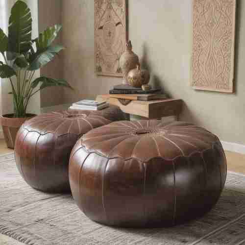 Leather Poufs and Ottomans