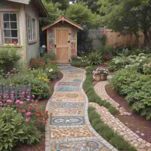 38 Creative Shed Landscaping Ideas to Elevate Your Backyard Oasis 15 Mosaic Path