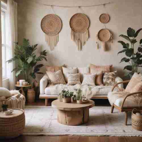40 Dreamy Boho Living Room Ideas That Radiate Free-Spirited Charm 22 Neutral Backdrop