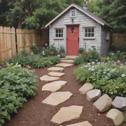 38 Creative Shed Landscaping Ideas to Elevate Your Backyard Oasis 12 Stepping Stone Path