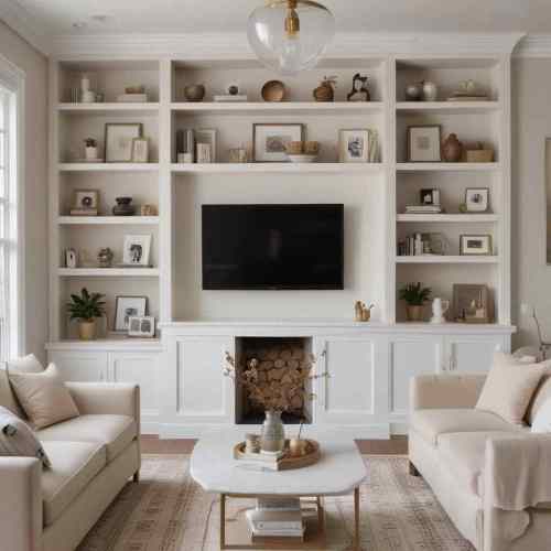 37 Modern Neutral Living Rooms That Feel Like a Breath of Fresh Air 14 Use Built In Shelving